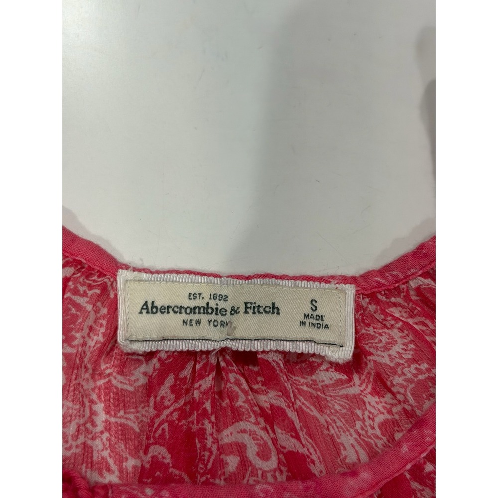 Abercrombie & Fitch Pink Paisley Floral Tassel Peasant Blouse Top Small - Picture 4 of 6
